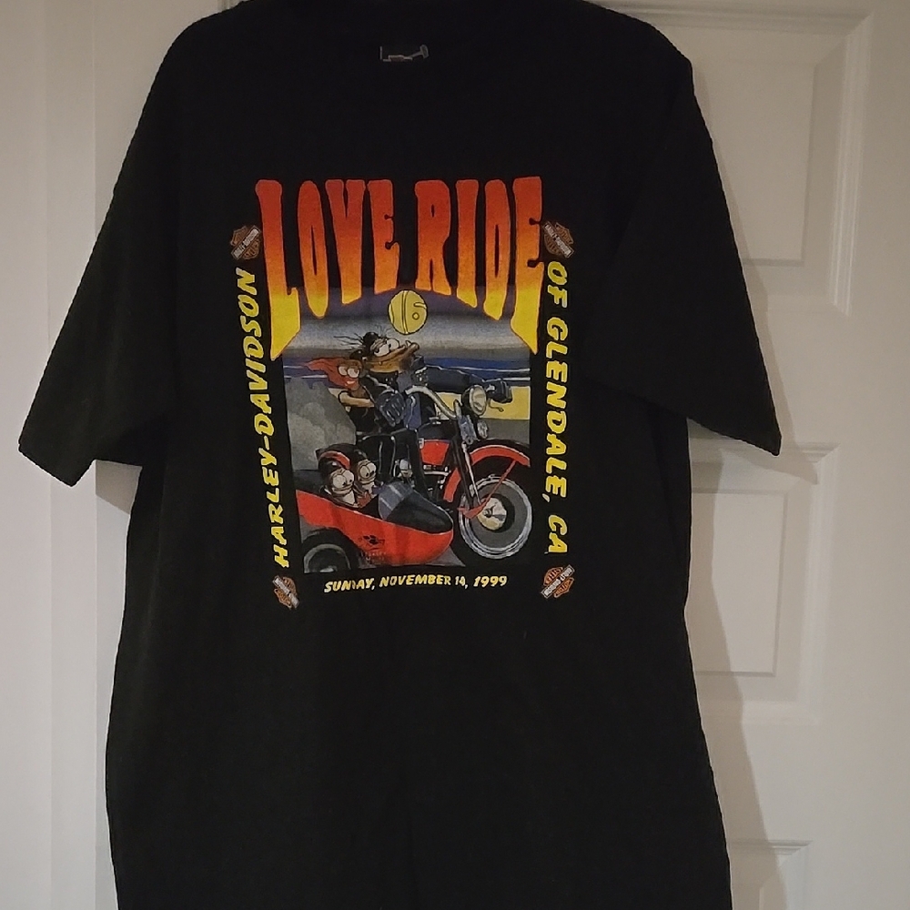 Harley-Davidson Black LOVE RIDE 16 VINTAGE NEW T-Shirt for Men 11/14/99 Wow! 😮